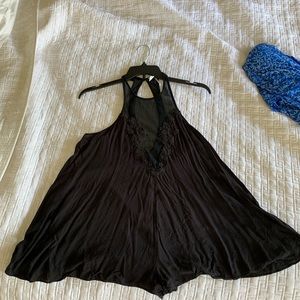 Black crochet romper from urban outfitters